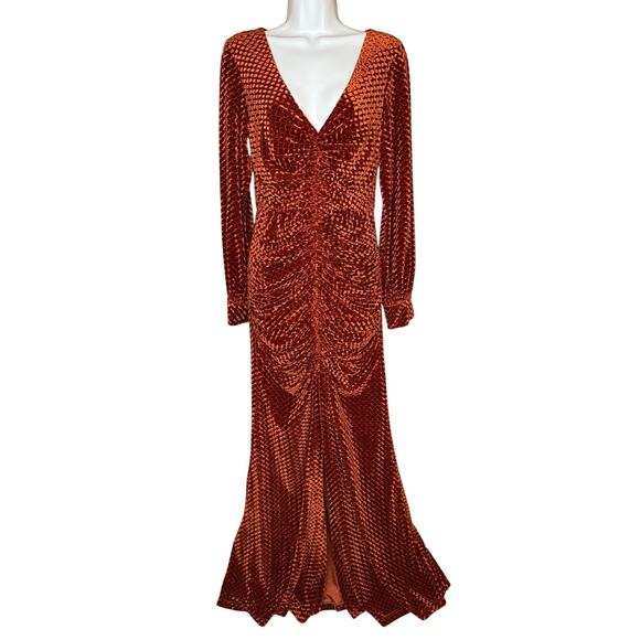Unique Vintage Dresses & Skirts - Unique Vintage Burnt Orange Velvet Gown